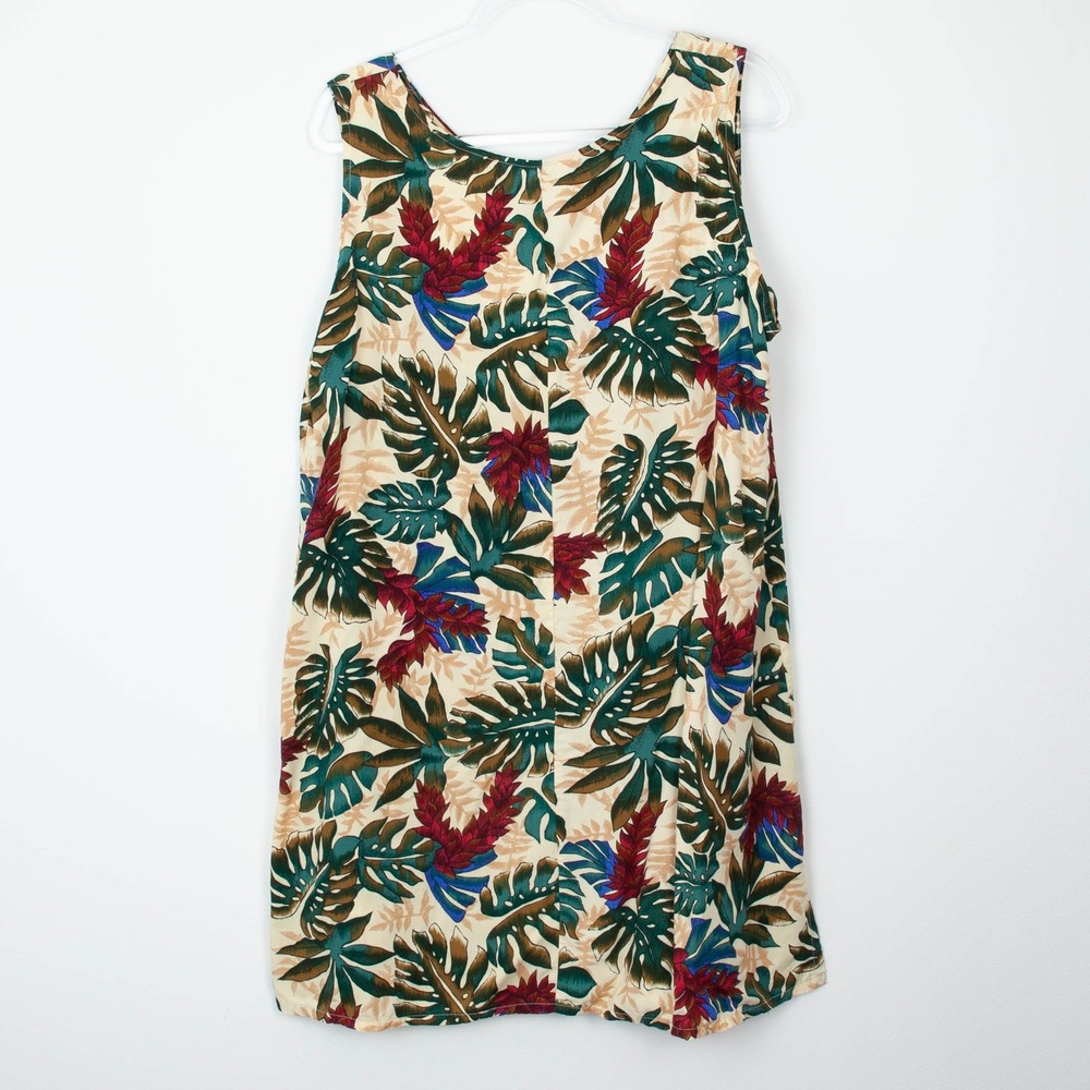Hilo Hattie Hawaiian Original Floral Shift Dress XL Cream Rayon Made in Hawaii - Picture 6 of 6